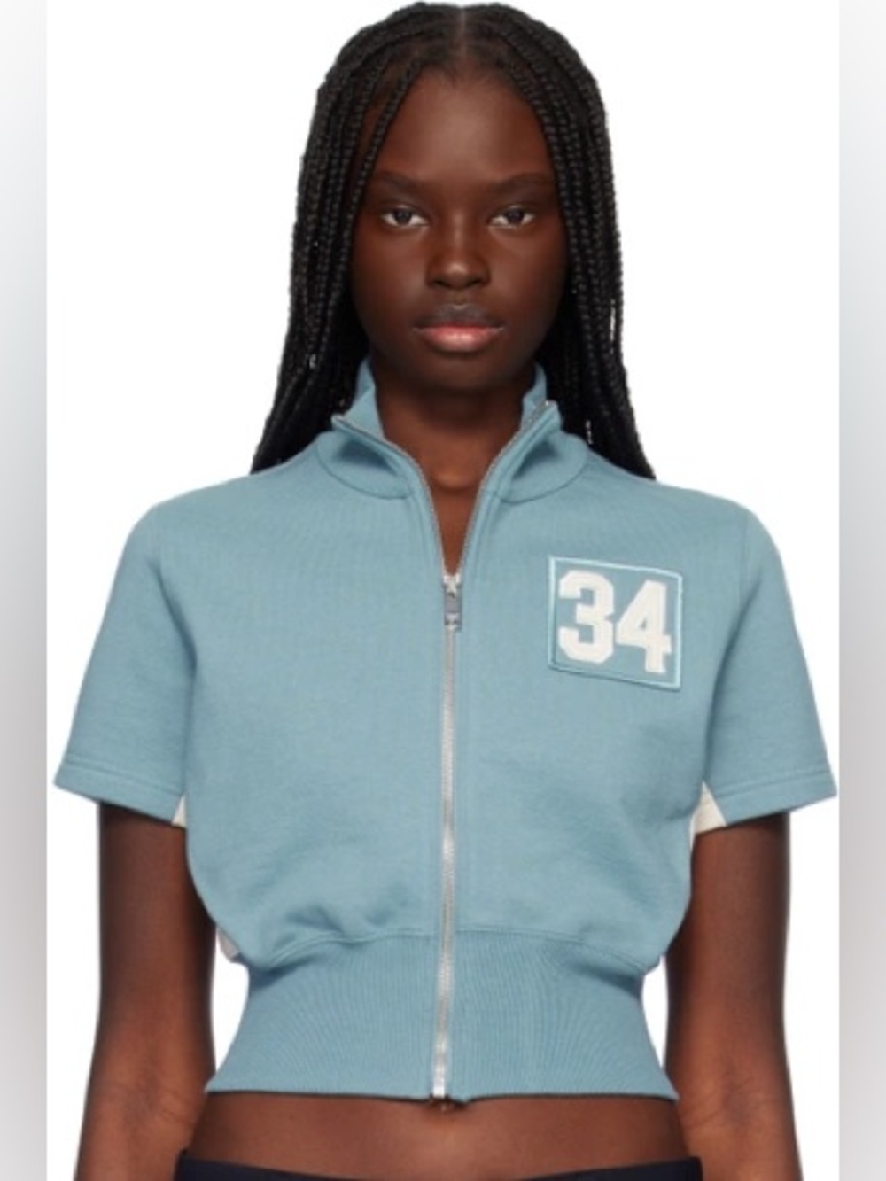 Ambush Crop Sweatshirt Zip Blue Sweater Size M